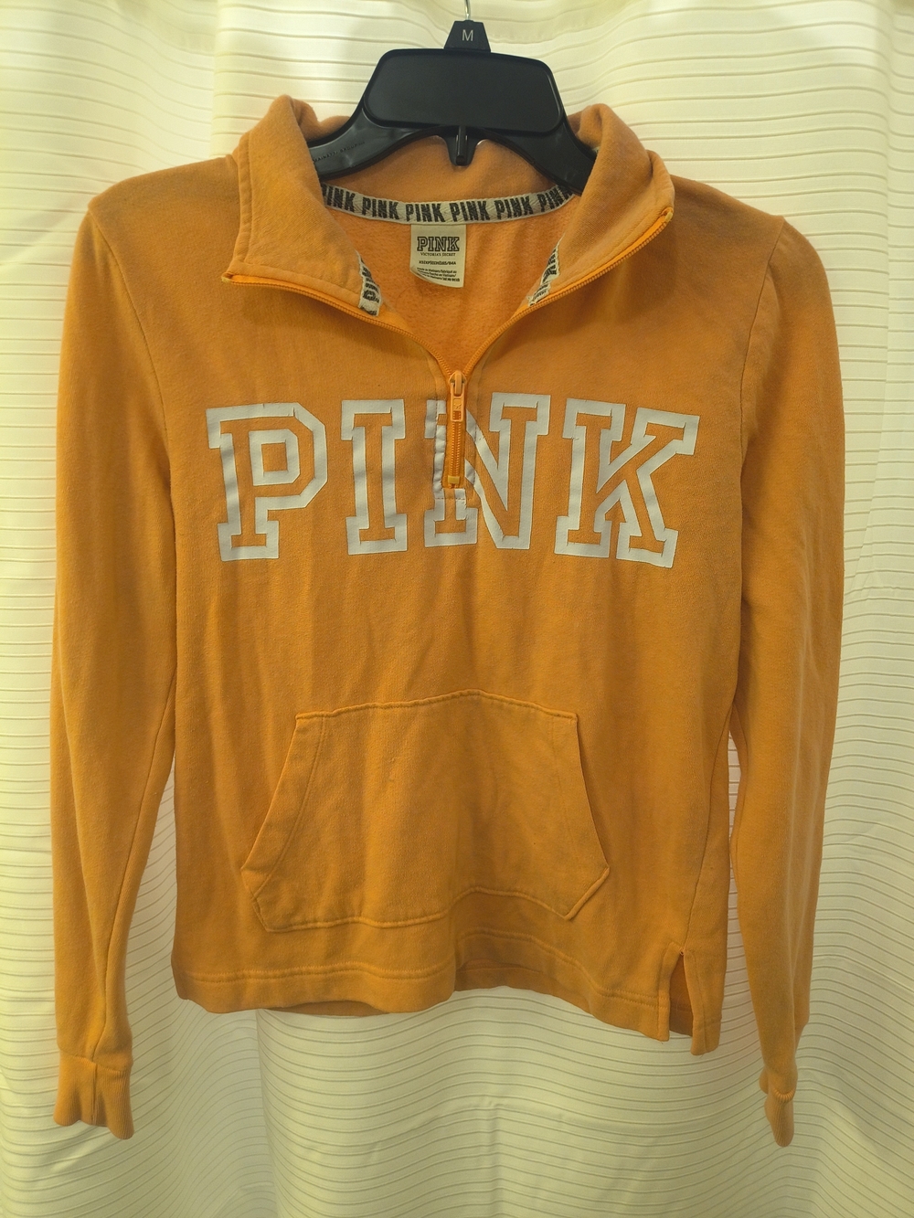 PINK Victoria's Secret by Victoria's Secret Orange Half-Zip Sweatshirt
